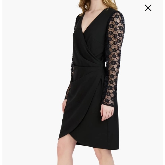 Lace Long Sleeve Faux Wrap Cocktail Dress
Donna Ricco 4 gown black lace floral - Picture 3 of 14